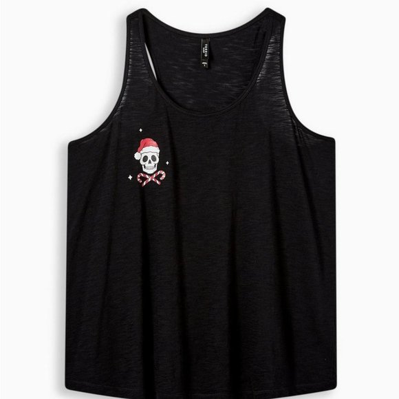 Torrid Tank Top 1X 4X 5X Sleep Tee Skull Holiday Candy Cane Christmas Shirt Tee - Picture 1 of 4